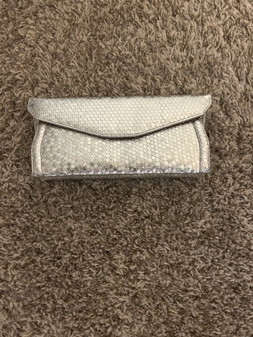 Metallic Silver Envelope Clutch Bag